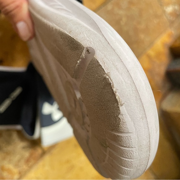 Under Armour Dark Blue and White Slides - Picture 4 of 6